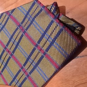 Jos. A. bank plaid gold, blue and pink tie brand new.
